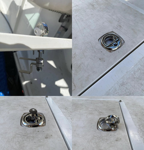 Mizugiwa marine stainless steel flush hatch lift with locking lever, 2-pack, boat deck hardware