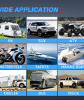 Image showing wide application of Blue Rock Lights Rocker Switch Kit for RV, SUV, ATV, motorcycle, yachts, marine boat, trailer, bus, truck.