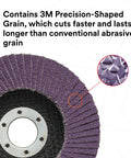Flap Disc 769F Type 27 40 Plus Ceramic Precision Shaped Grain Grinding and Finishing Disc shown with detail view of grain texture.