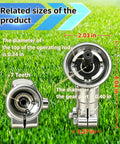 Gearbox Replacement Weed Eater Head With Direct OEM Fit showing dimensions and features on grass background