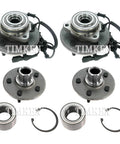 Front and Rear Wheel Bearings and Hubs Kit For Ford Explorer 4x4 with Four Wheel ABS 4WD Replacement Set components