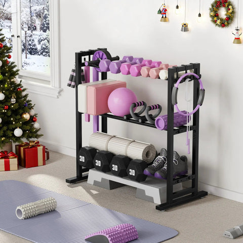 3 Tier Adjustable Dumbbell Rack With Wide Base 450 Lb Capacity Reinforced Steel Weight Shelf For Home Gym Setup Supports Kettlebells And Accessories Built Tough To Keep Heavy Plates Locked In Tight While You Go Hard On Gains Every Single Day