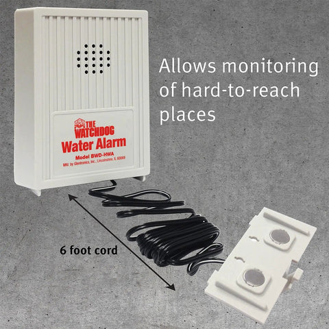 110 dB Water Alarm With Detachable Sensor For Hard To Reach Areas, Detects As Little As One Thirty Second Inch, 6 Foot Sensor Lead
