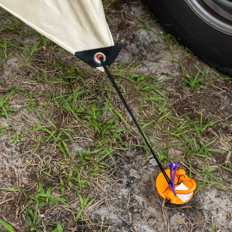 Heavy Duty Waterproof Tarp 20 Ft By 30 Ft 12 Mil Thick Tan Tarp With Reinforced Corners Secured to Ground with Stake