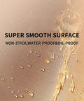 Close-up of nonstick PTFE sheet surface with water droplets highlighting smooth, waterproof texture, Nonstick Reusable PTFE Paper Sheets For Heat Press And Sublimation, 12x16 Inch, 3 Pack, Easy Clean, BPA Free, PFOA Free, Food Grade Fiberglass Coated, Perfect For Cricut HTV Iron On And Baking DIYers.