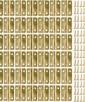 Heavy Duty Iron Rounded Corner Mini Hinges, 42 Piece Set In Yellow, screws included, arranged in rows, 30 By 21 Mm