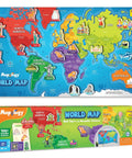 Mapology World Map With Reusable Stickers For Kids Ages Five To Twelve Hands On Interactive Wall Map Learning Game showcased in box