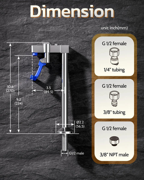 Glass Filler Faucet For Bars And Restaurants Deck Mount Chrome Drinking Water Station dimensions and connector types