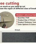 Dark Gray Self Adhesive Linen Repair Tape For Couch Sofa Patch No Sweat Diy Fix Flexible Cut Furniture Cover Strip For Chairs Cushions Bags 4 By 70 Inches with scissors and fabric being cut.