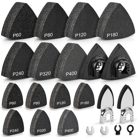 148Pcs Oscillating Tool Sanding Pads Set With Finger And Triangle Pads Wear Resistant Detail Sander Pads for wood metal drywall
