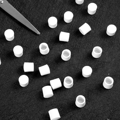 40 Pack Rubber Door Stopper Caps 0.39 Inch Hole End Caps For Wall Protection Soft TPR Rubber Replacement For Doors And Walls White Fits Most Doors No Brainer Install Keeps Walls Safe Prevents Scratches And Dings scattered on surface