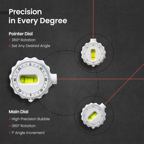 Close-up of dials on Multi Surface Laser Level With Wall Mount And Pins Or Sticky Pads, showcasing precision adjustments.