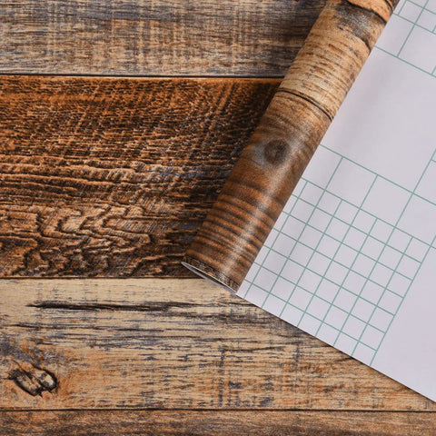 Peel And Stick Brown Wood Wallpaper No Mess Realistic Vintage Grain Self Adhesive Shiplap Style Contact Paper unrolled