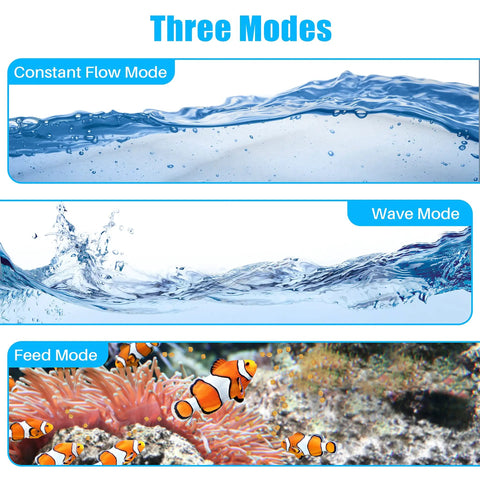 Image showing three modes of Controllable DC Aquarium Return Pump With Sine Wave Technology Ultra Silent 12000 LPH 3100 GPH
