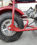Side view of rear wheel and engine of mini bike compatible with 180mm Mini Bike Disc Brake Rotor With Pads Replacement For Baja Doodle Bug