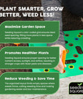 Gardener using Color Coded Square Foot Garden Spacing Template With Dibber Seed Spoon Ruler And Planting Guide in soil