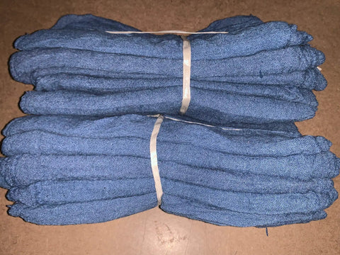 2500 Count Blue Shop Towels 14 By 14 Inches 100 Percent Cotton Industrial Grade Rags For Auto Maintenance And Heavy Grease Or Oil Cleanup In The Shop For General Maintenance Tasks stacked on table