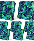 Palm Leaves Patio Cushion Covers Set 8 Pieces Stretch Outdoor Slipcovers For Cushions 20 To 27 Inches With Elastic Bottom Protectors
