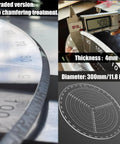 Front view of a 300 mm diameter round center finder compass for woodturning; metal construction, 4 mm thick.