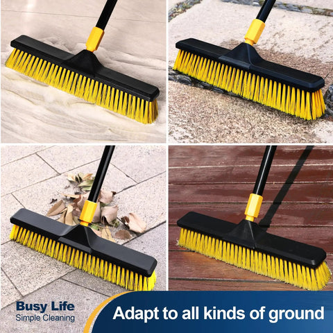 18 Inch Push Broom Heavy Duty Outdoor Commercial Broom With Stiff Bristles cleaning various floor types