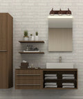 Three Light Modern Industrial Farmhouse Vanity Light in Brushed Bronze Finish for Bathrooms or Powder Rooms above mirror