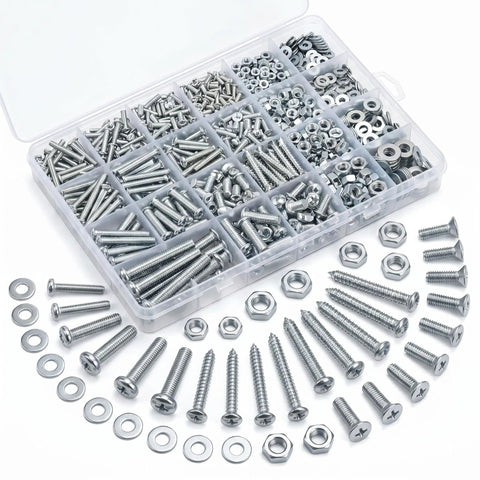 M3 M4 M5 M6 Screw Nut Washer Kit With Round Head Cross Machine Screws Nuts Washers Self Tapping Bolts in storage case