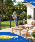 36 Inch Modular Swageless Cable Railing Post Crafted From Tough T304 Stainless Steel With A Fly Matte Black Coating To Upgrade Outdoor Decks