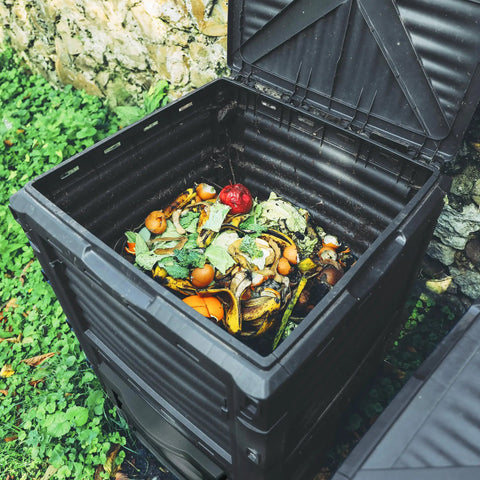 Big Ol 80 Gallon Garden Compost Bin Made From BPA Free Thick Plastic For Outdoor Use Easy Assembly Lightweight Design Maximizes Heat Retention And Moisture For Fast Soil Creation In Black.