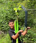 Backyard Zipline Trolley With Brake Race Car Style Handlebars Easy Speed Control Braking Stable Forward Facing Ride
