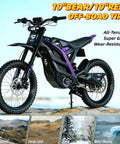 Kicking Up Serious Dust On This Heavy Duty Electric Dirt Bike Delivering 60 Mph Thrills With A Beefy 9000W Motor And Massive 72V 35Ah Battery Pack Built For Adults And Teens Rocking Dual Suspension Hydraulic Brakes And 19 Inch Off Road Tires.
