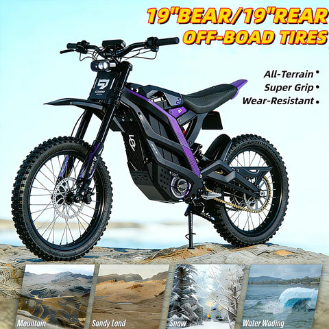Kicking Up Serious Dust On This Heavy Duty Electric Dirt Bike Delivering 60 Mph Thrills With A Beefy 9000W Motor And Massive 72V 35Ah Battery Pack Built For Adults And Teens Rocking Dual Suspension Hydraulic Brakes And 19 Inch Off Road Tires.