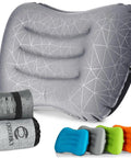 Ultralight Inflatable Camping Pillow for Backpacking and Air Travel with Lumbar Support in gray and colorful options