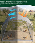 26 By 10 Ft Extra Large Walk In Chicken Coop With Dome Roof Front And Rear Doors Feeding Door Roosting Ladder Outdoor Poultry Cage With Galvanized Steel Frame Easy Standing Room For 16 To 25 Hens Easy Clean Backyard Ready Coop with cover.
