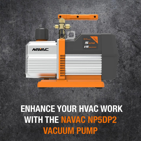 Top Shelf Dual Stage Hvac Vacuum Pump With Five Cfm Flow Rate And Fifteen Micron Suck Power Three Quarter Horsepower Motor For No Sweat Air Conditioner Evacuation And A2L Ready Jobs