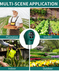 4 Pack Plant Moisture Meter 3 In 1 Soil Tester And PH Monitor for houseplants, gardens, and farm care, green, multi-scene use.