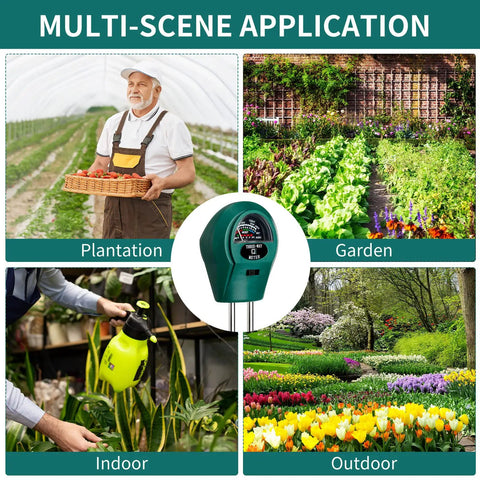 4 Pack Plant Moisture Meter 3 In 1 Soil Tester And PH Monitor for houseplants, gardens, and farm care, green, multi-scene use.