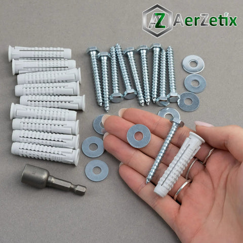 Pro Grade Dowels and Fasteners Kit for Solid Fixes Nylon Collar Dowels 10x50mm, screws, washers, socket for masonry projects