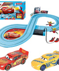 Disney Pixar Cars Slot Car Race Set For Kids Ages 3 And Up, Battery Powered Beginner Track With Lightning McQueen And Dinoco Cruz