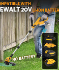 Person using 3-In-1 Cordless String Trimmer With Auto Line Feed, Foldable Weed Eater Edger And Mower, 12-Inch Electric Weed Wacker, Dewalt 20V compatibility