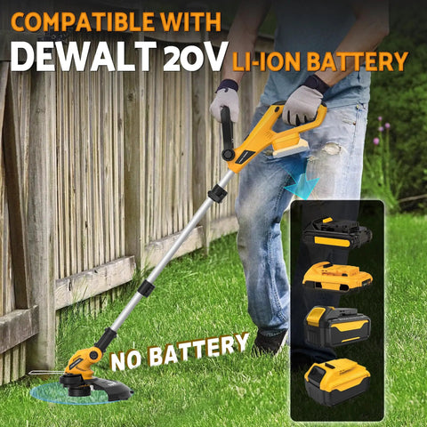 Person using 3-In-1 Cordless String Trimmer With Auto Line Feed, Foldable Weed Eater Edger And Mower, 12-Inch Electric Weed Wacker, Dewalt 20V compatibility
