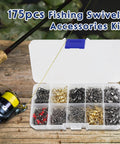 All In One 175 Piece Fishing Swivels Kit With Barrel And Ball Bearing Swivels 3 Way Swivels Coastlock Snaps in tackle box