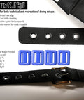 Black 13.86 Pounds Diving Weight Belt With Quick Release Buckle and blue weights for saltwater dives, corrosion resistant.