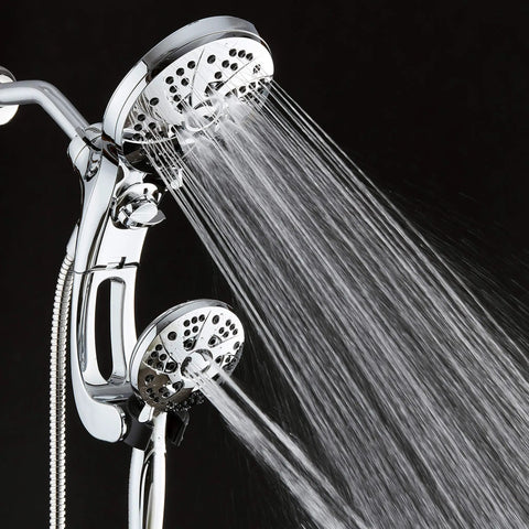 High Pressure 3 Way Rain And Handheld Shower Head Kit With Easy Reach Diverter in use, showing adjustable spray patterns