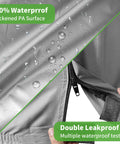 Close-up of Heavy Duty Golf Cart Cover's thickened PA waterproof surface with zipper detail highlighting leakproof design.