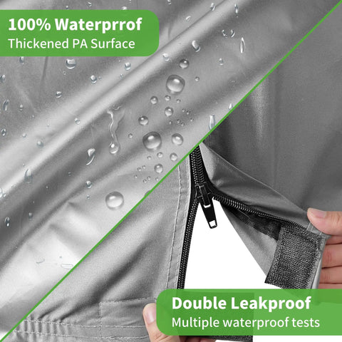 Close-up of Heavy Duty Golf Cart Cover's thickened PA waterproof surface with zipper detail highlighting leakproof design.
