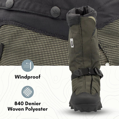 Expandable Insulated Overboots With Threaded Outsole For Everyday Footwear, 2XL, 15 Inch Height, weatherproof 840D nylon close-up