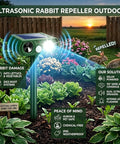 Solar Ultrasonic Animal Deterrent With Motion Detection And Flash Light Outdoor Yard Garden Critter Repeller among plants