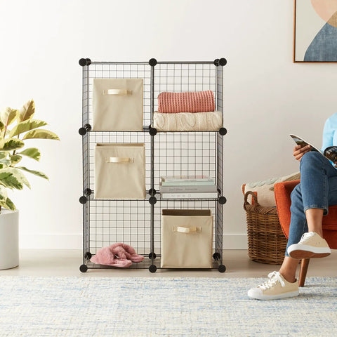 Tool Free Assembly Wire Grid Storage System With Six Interlocking Steel Cubes For Dope Modular Shelving And No Sweat Room Organization That Truly Hits Different Every Single Day