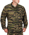 Men's Ripstop BDU Uniform Coat Built Tough Military Style Jacket With Four Cargo Pockets Drain Holes Asian Tiger Stripe Camo