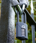 Beefy Heavy Duty Five Wheel Combination Padlock With Long Shackle, Alloy Steel, Weatherproof And Corrosion Resistant, 2.36 Inch Blue Lock